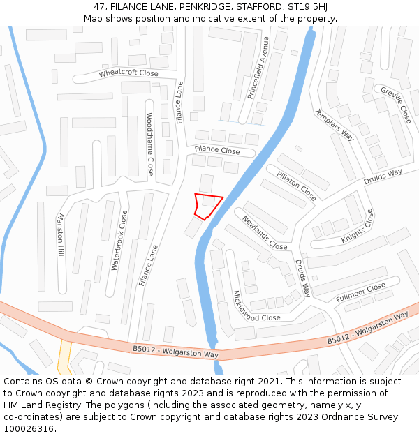 47, FILANCE LANE, PENKRIDGE, STAFFORD, ST19 5HJ: Location map and indicative extent of plot