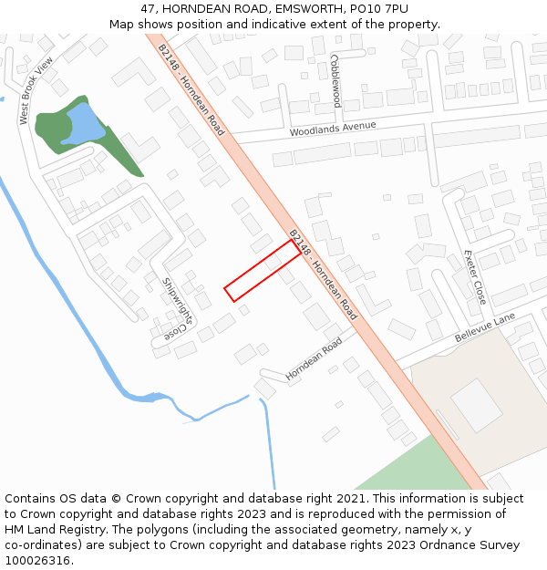 47, HORNDEAN ROAD, EMSWORTH, PO10 7PU: Location map and indicative extent of plot
