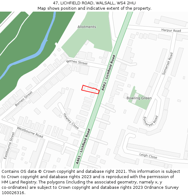 47, LICHFIELD ROAD, WALSALL, WS4 2HU: Location map and indicative extent of plot