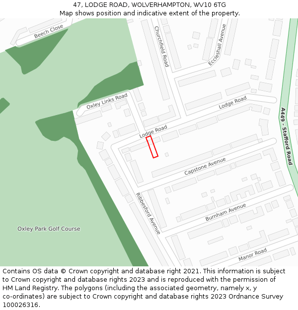 47, LODGE ROAD, WOLVERHAMPTON, WV10 6TG: Location map and indicative extent of plot