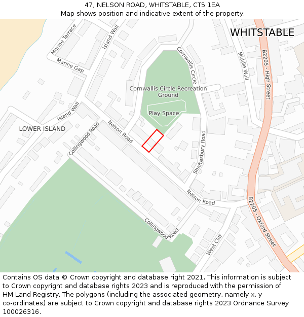 47, NELSON ROAD, WHITSTABLE, CT5 1EA: Location map and indicative extent of plot