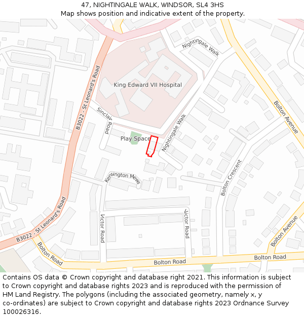 47, NIGHTINGALE WALK, WINDSOR, SL4 3HS: Location map and indicative extent of plot