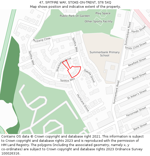 47, SPITFIRE WAY, STOKE-ON-TRENT, ST6 5XQ: Location map and indicative extent of plot