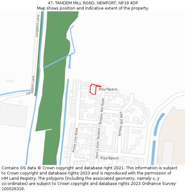 47, TANDEM MILL ROAD, NEWPORT, NP19 4DP: Location map and indicative extent of plot