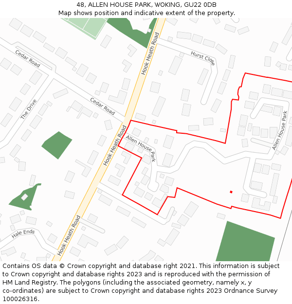 48, ALLEN HOUSE PARK, WOKING, GU22 0DB: Location map and indicative extent of plot