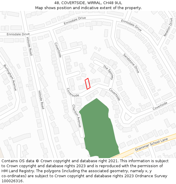 48, COVERTSIDE, WIRRAL, CH48 9UL: Location map and indicative extent of plot