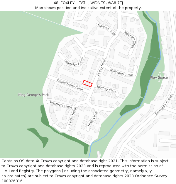 48, FOXLEY HEATH, WIDNES, WA8 7EJ: Location map and indicative extent of plot