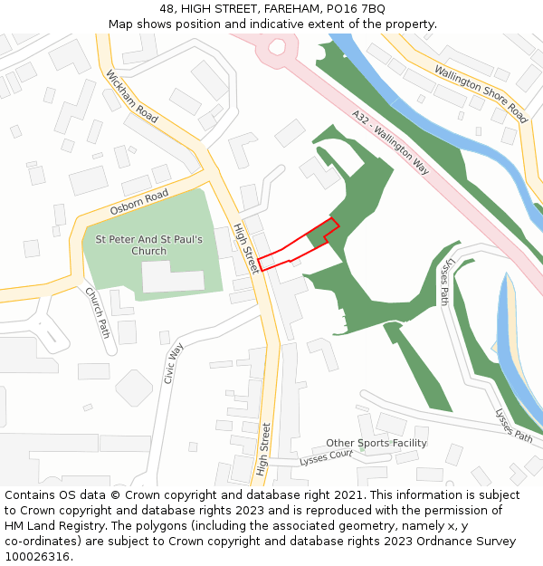 48, HIGH STREET, FAREHAM, PO16 7BQ: Location map and indicative extent of plot