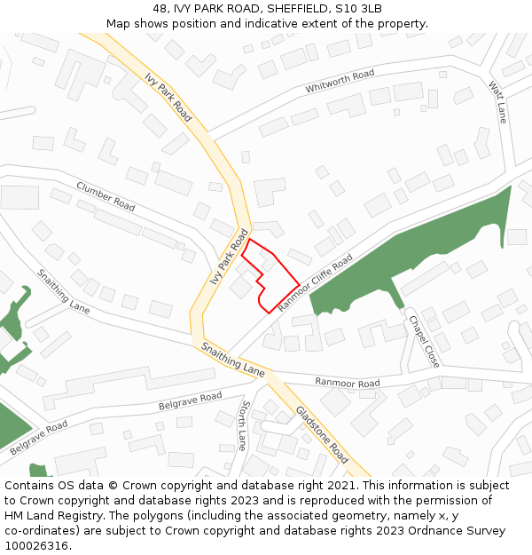 48, IVY PARK ROAD, SHEFFIELD, S10 3LB: Location map and indicative extent of plot