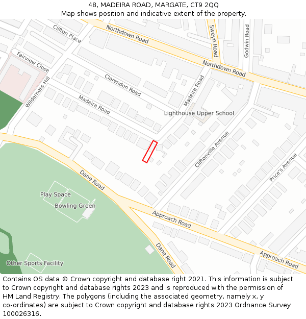 48, MADEIRA ROAD, MARGATE, CT9 2QQ: Location map and indicative extent of plot