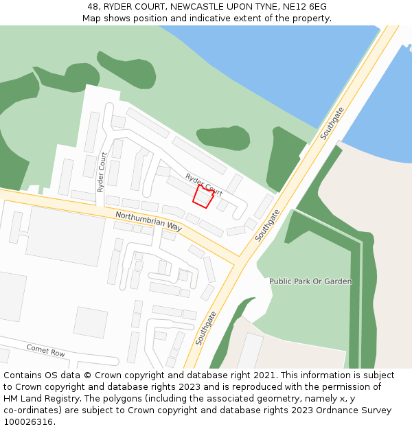 48, RYDER COURT, NEWCASTLE UPON TYNE, NE12 6EG: Location map and indicative extent of plot