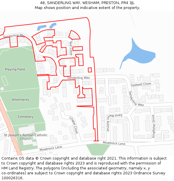 48, SANDERLING WAY, WESHAM, PRESTON, PR4 3JL: Location map and indicative extent of plot