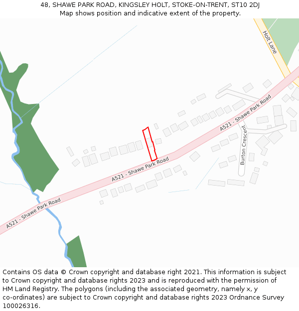 48, SHAWE PARK ROAD, KINGSLEY HOLT, STOKE-ON-TRENT, ST10 2DJ: Location map and indicative extent of plot