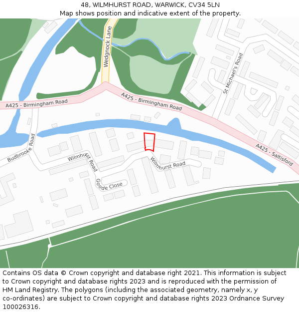 48, WILMHURST ROAD, WARWICK, CV34 5LN: Location map and indicative extent of plot