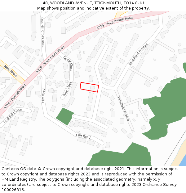 48, WOODLAND AVENUE, TEIGNMOUTH, TQ14 8UU: Location map and indicative extent of plot