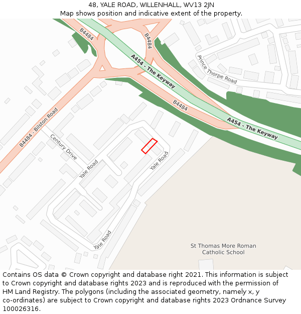 48, YALE ROAD, WILLENHALL, WV13 2JN: Location map and indicative extent of plot
