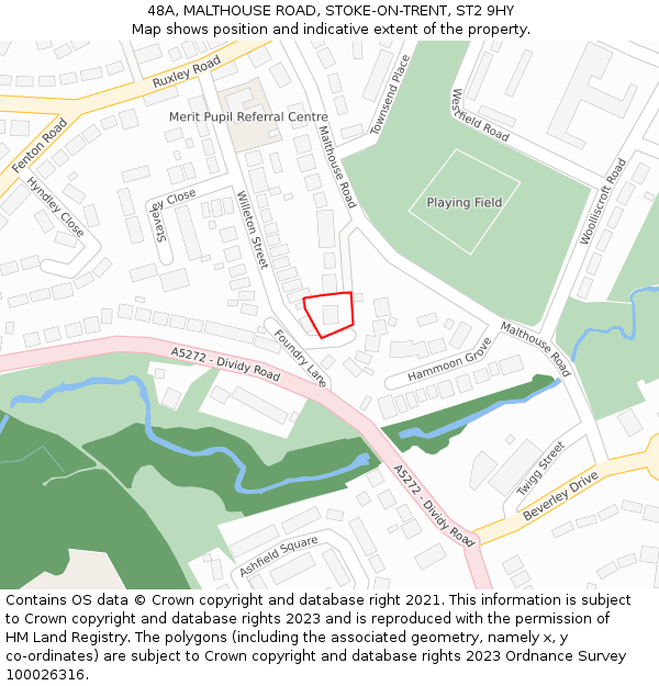 48A, MALTHOUSE ROAD, STOKE-ON-TRENT, ST2 9HY: Location map and indicative extent of plot