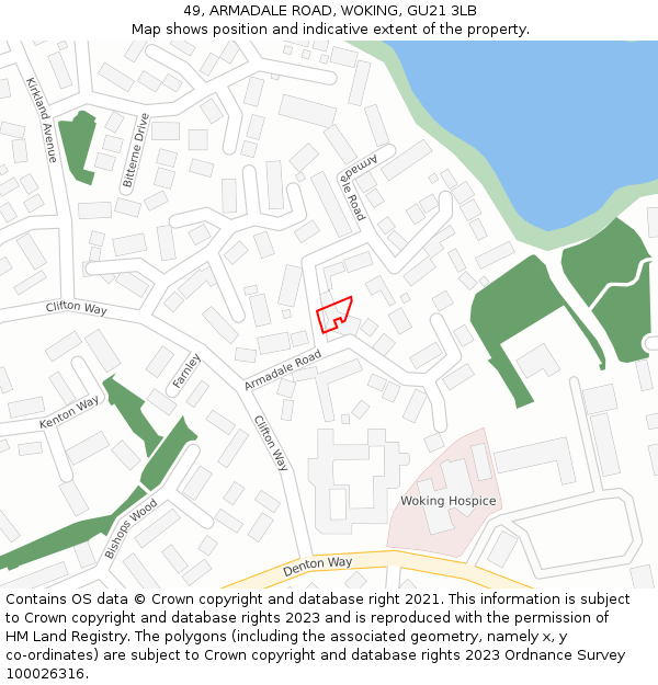 49, ARMADALE ROAD, WOKING, GU21 3LB: Location map and indicative extent of plot