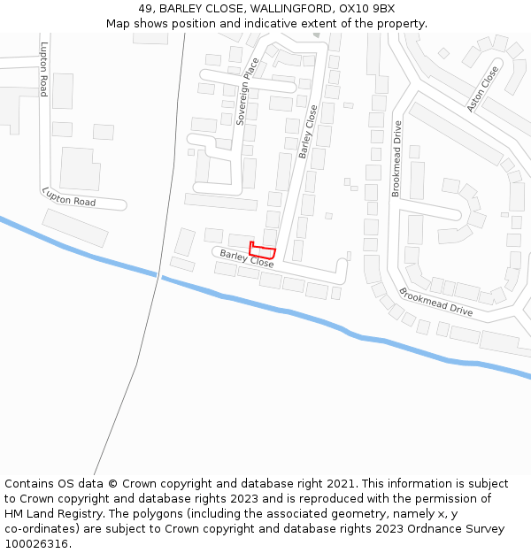 49, BARLEY CLOSE, WALLINGFORD, OX10 9BX: Location map and indicative extent of plot