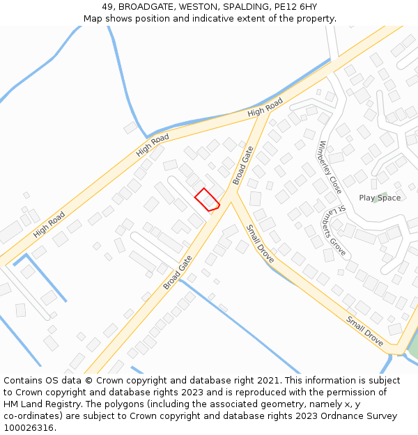 49, BROADGATE, WESTON, SPALDING, PE12 6HY: Location map and indicative extent of plot