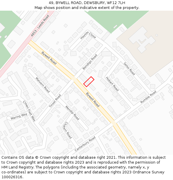 49, BYWELL ROAD, DEWSBURY, WF12 7LH: Location map and indicative extent of plot