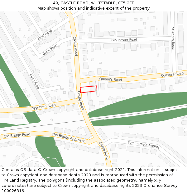 49, CASTLE ROAD, WHITSTABLE, CT5 2EB: Location map and indicative extent of plot