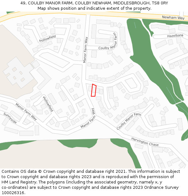 49, COULBY MANOR FARM, COULBY NEWHAM, MIDDLESBROUGH, TS8 0RY: Location map and indicative extent of plot