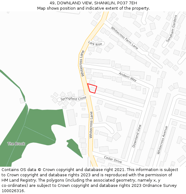 49, DOWNLAND VIEW, SHANKLIN, PO37 7EH: Location map and indicative extent of plot