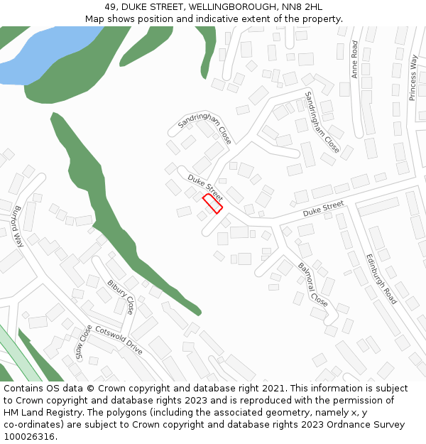 49, DUKE STREET, WELLINGBOROUGH, NN8 2HL: Location map and indicative extent of plot