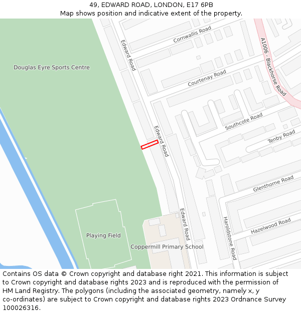 49, EDWARD ROAD, LONDON, E17 6PB: Location map and indicative extent of plot