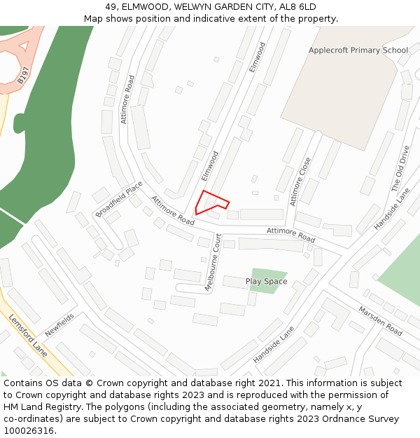 49, ELMWOOD, WELWYN GARDEN CITY, AL8 6LD: Location map and indicative extent of plot