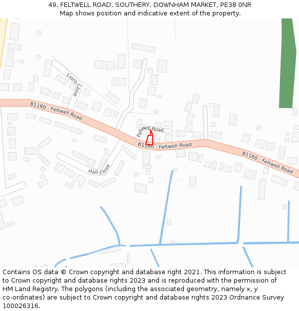 49, FELTWELL ROAD, SOUTHERY, DOWNHAM MARKET, PE38 0NR: Location map and indicative extent of plot