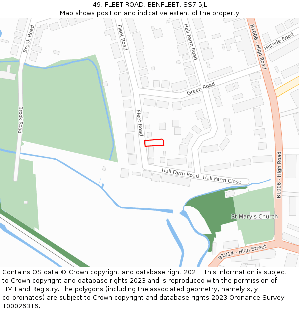 49, FLEET ROAD, BENFLEET, SS7 5JL: Location map and indicative extent of plot