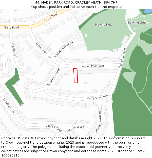 49, HADEN PARK ROAD, CRADLEY HEATH, B64 7HF: Location map and indicative extent of plot