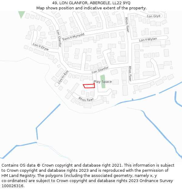 49, LON GLANFOR, ABERGELE, LL22 9YQ: Location map and indicative extent of plot