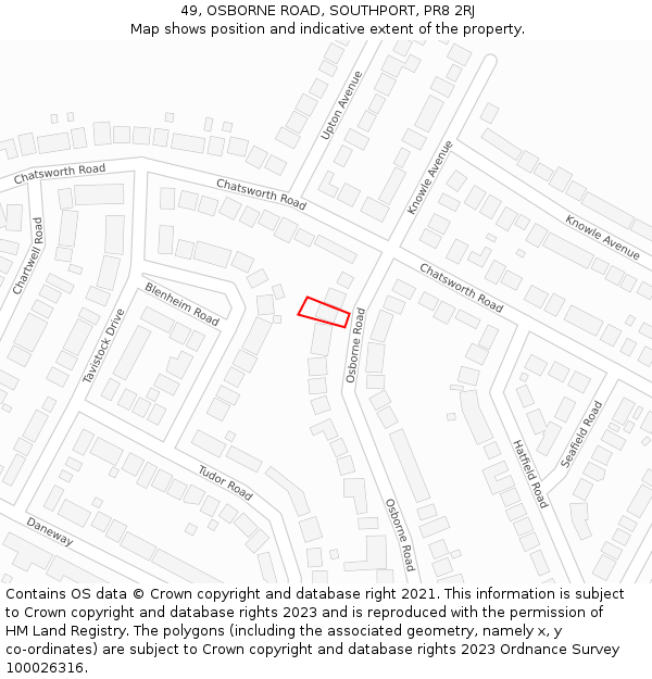 49, OSBORNE ROAD, SOUTHPORT, PR8 2RJ: Location map and indicative extent of plot