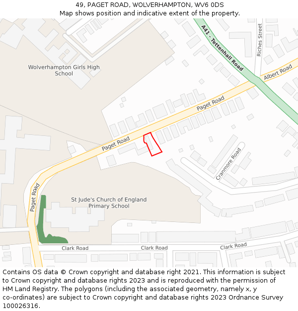 49, PAGET ROAD, WOLVERHAMPTON, WV6 0DS: Location map and indicative extent of plot