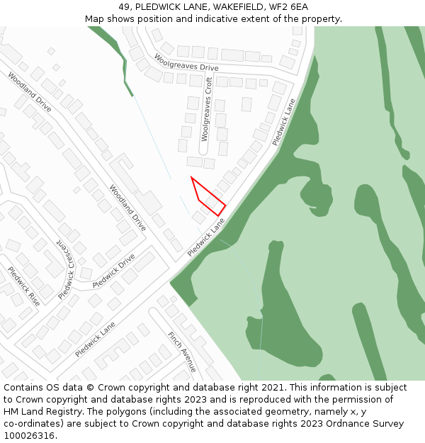 49, PLEDWICK LANE, WAKEFIELD, WF2 6EA: Location map and indicative extent of plot