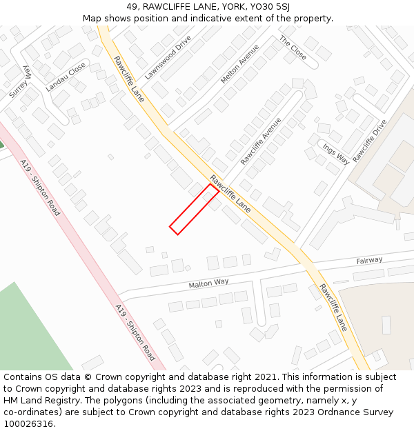 49, RAWCLIFFE LANE, YORK, YO30 5SJ: Location map and indicative extent of plot