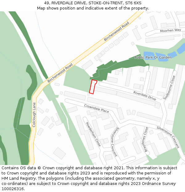 49, RIVERDALE DRIVE, STOKE-ON-TRENT, ST6 6XS: Location map and indicative extent of plot