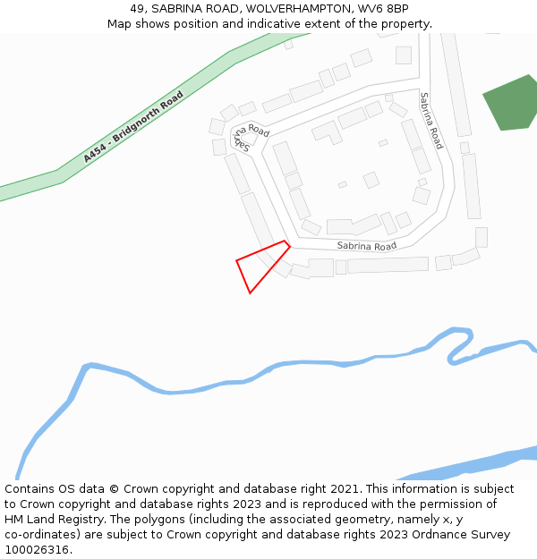 49, SABRINA ROAD, WOLVERHAMPTON, WV6 8BP: Location map and indicative extent of plot
