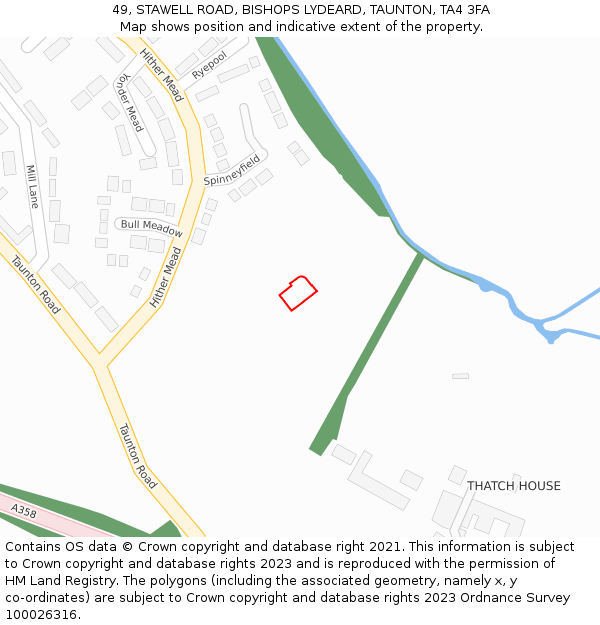 49, STAWELL ROAD, BISHOPS LYDEARD, TAUNTON, TA4 3FA: Location map and indicative extent of plot