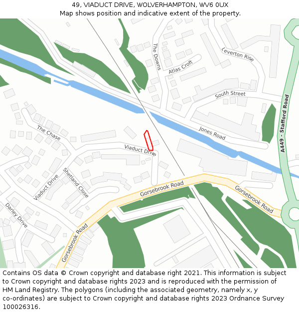 49, VIADUCT DRIVE, WOLVERHAMPTON, WV6 0UX: Location map and indicative extent of plot