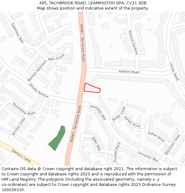495, TACHBROOK ROAD, LEAMINGTON SPA, CV31 3DB: Location map and indicative extent of plot