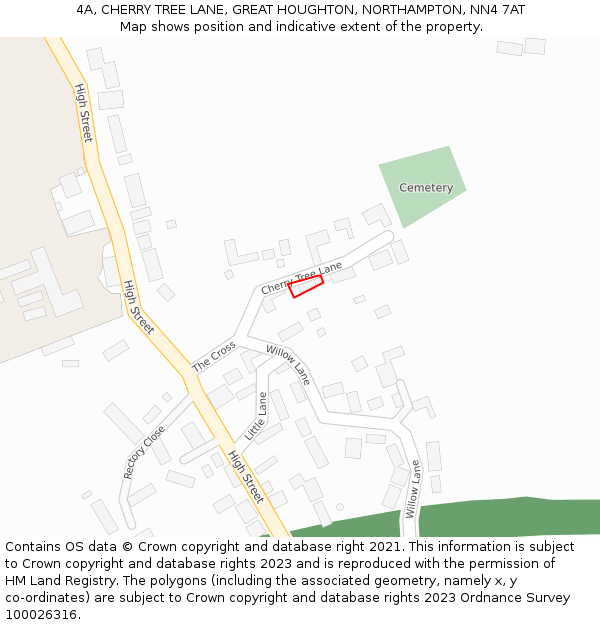 4A, CHERRY TREE LANE, GREAT HOUGHTON, NORTHAMPTON, NN4 7AT: Location map and indicative extent of plot