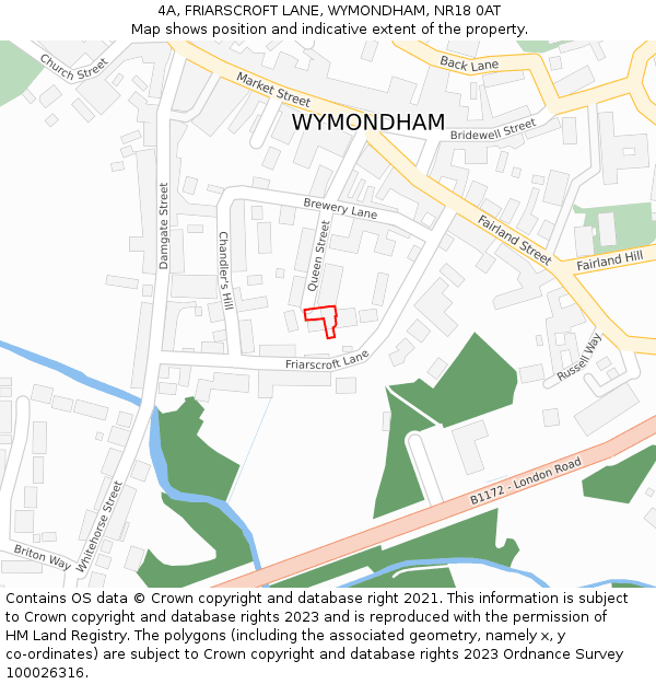 4A, FRIARSCROFT LANE, WYMONDHAM, NR18 0AT: Location map and indicative extent of plot