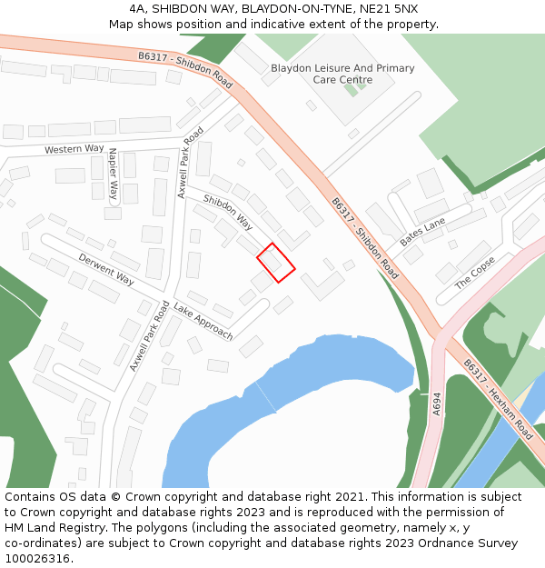 4A, SHIBDON WAY, BLAYDON-ON-TYNE, NE21 5NX: Location map and indicative extent of plot