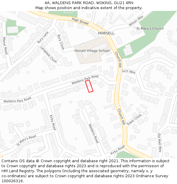 4A, WALDENS PARK ROAD, WOKING, GU21 4RN: Location map and indicative extent of plot