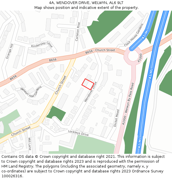 4A, WENDOVER DRIVE, WELWYN, AL6 9LT: Location map and indicative extent of plot