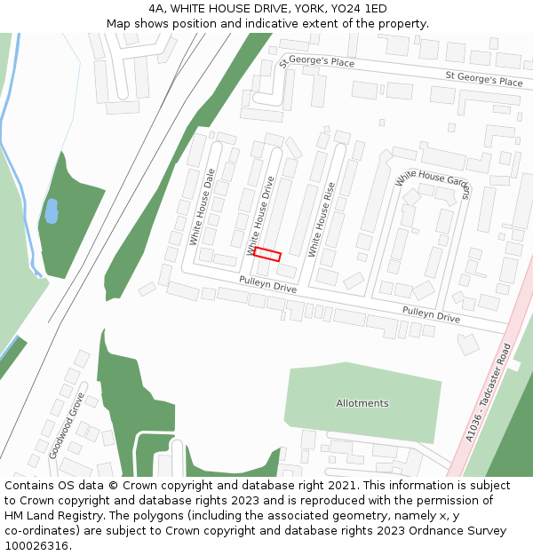 4A, WHITE HOUSE DRIVE, YORK, YO24 1ED: Location map and indicative extent of plot